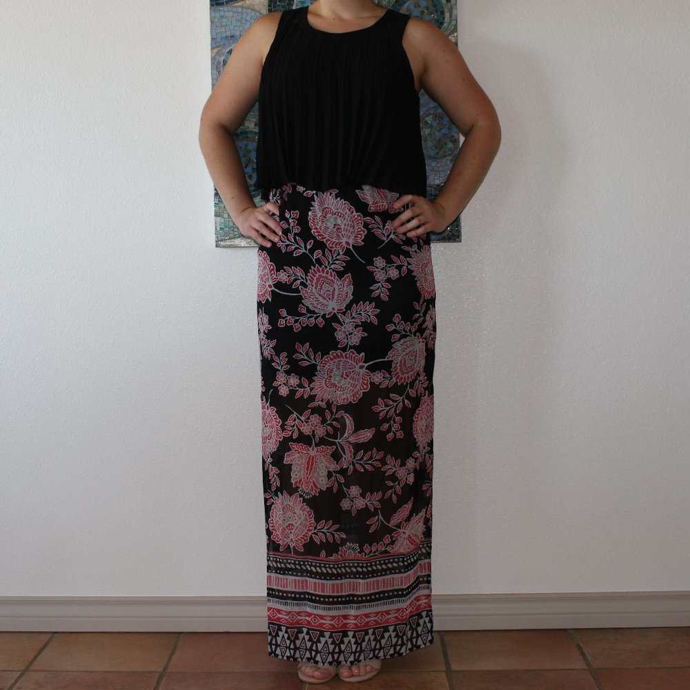 popover floral print maxi dress